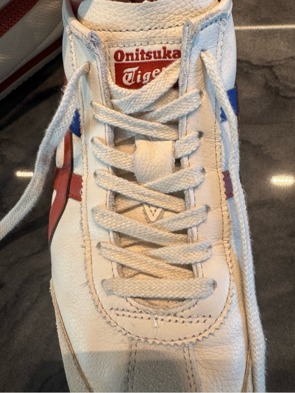 Onitsuka Tiger Mexico 66 White Blue Red Leather Low Top Sneakers Athletic Shoes - Picture 5 of 10